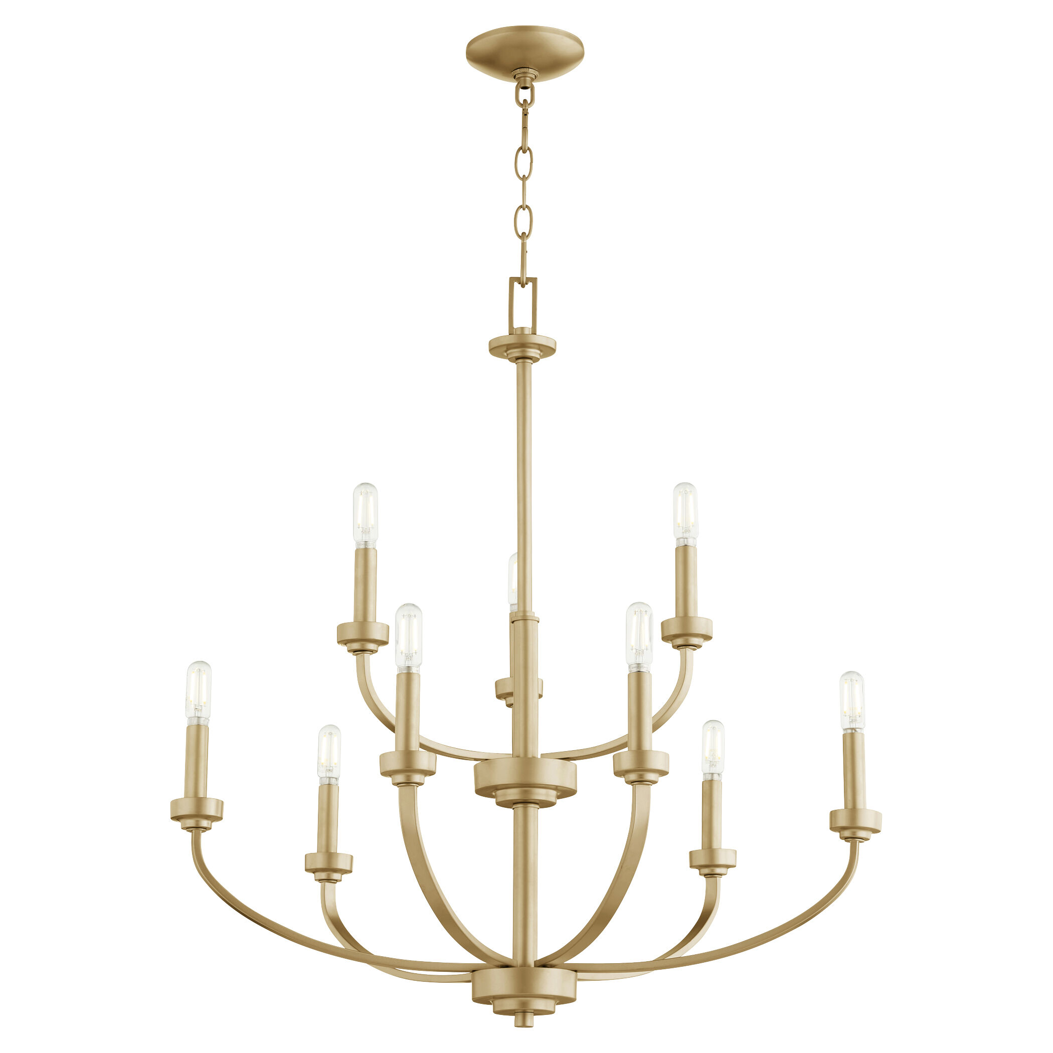 Reyes 9 Light 31.25 inch Aged Brass Chandelier Ceiling Light