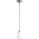Rossington 1 Light 5 inch Satin Nickel Mini Pendant Ceiling Light in Satin Opal