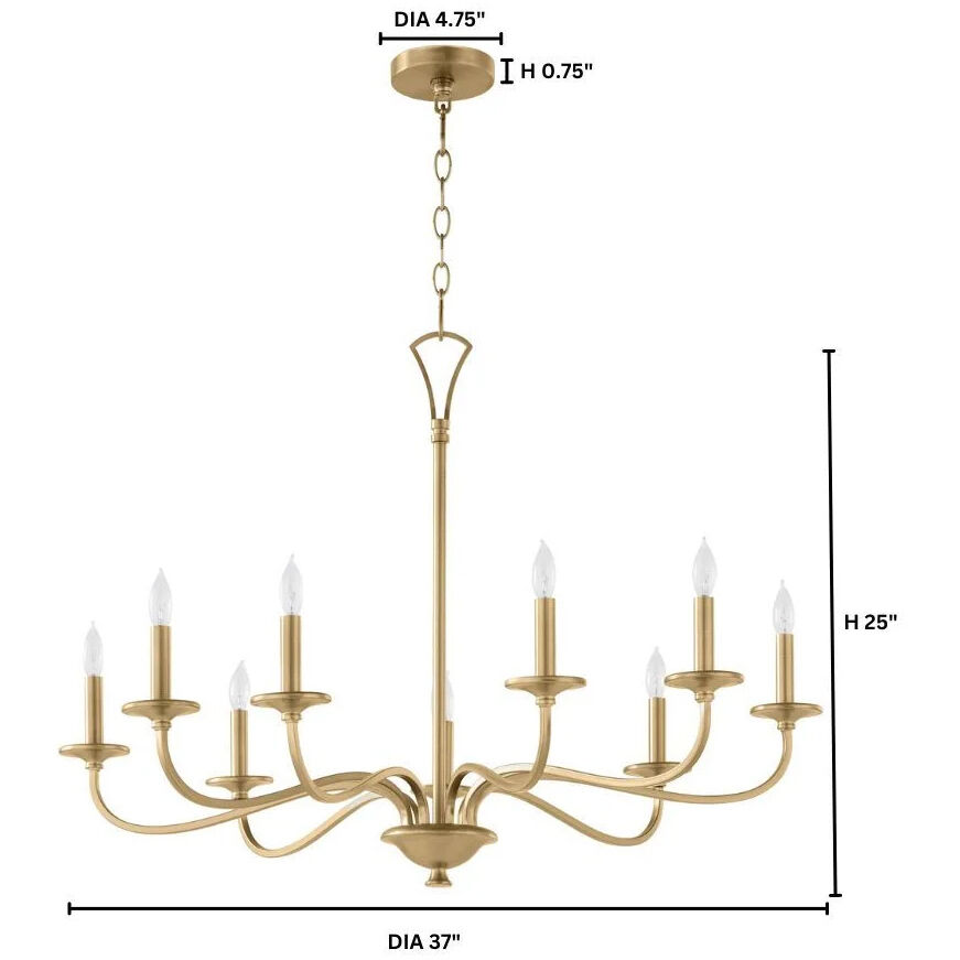 Maryse 9 Light 37 inch Aged Brass Chandelier Ceiling Light