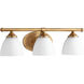Brooks 3 Light 21 inch Aged Brass Vanity Light Wall Light, Satin Opal