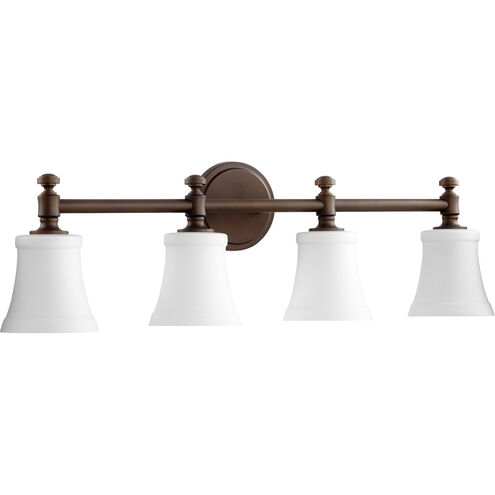 Rossington 4 Light 30 inch Oiled Bronze Vanity Light Wall Light in Satin Opal, Satin Opal