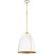 Jamie 1 Light 14.5 inch Studio White and Aged Brass Pendant Ceiling Light