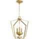 Fort Worth 3 Light 13 inch Aged Brass Mini Chandelier Ceiling Light, Quorum Home