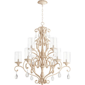 San Miguel 9 Light 32 inch Persian White Chandelier Ceiling Light, Clear Seeded