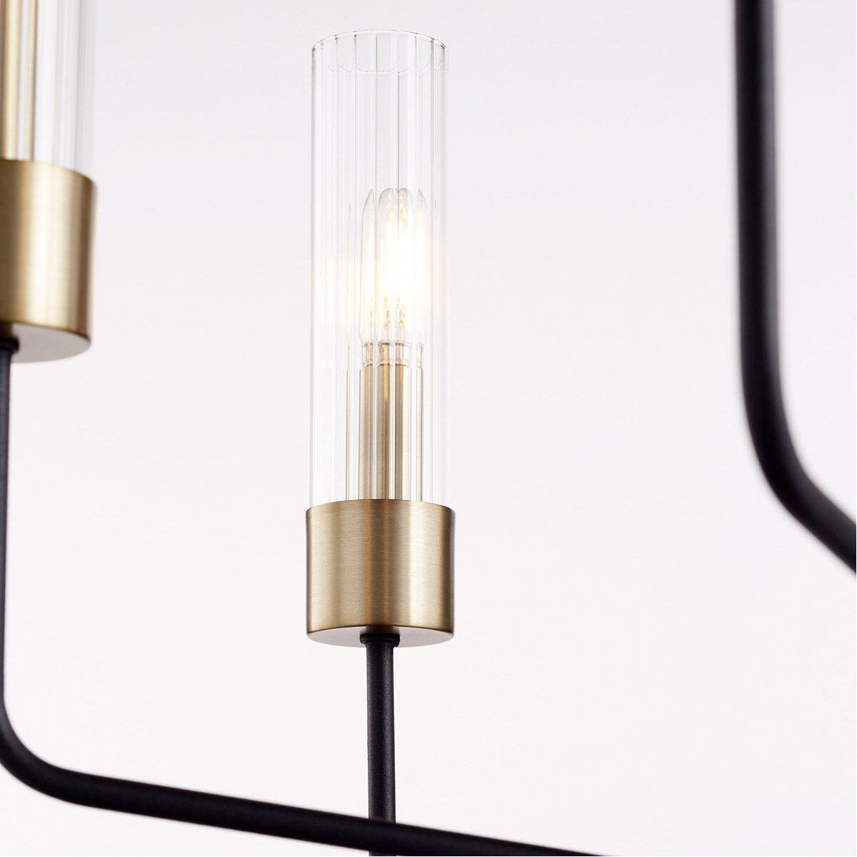 Helix 6 Light 28 inch Noir with Aged Brass Chandelier Ceiling Light