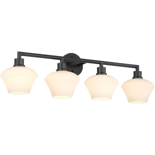 Cassini 4 Light 33 inch Matte Black Vanity Light Wall Light