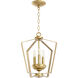 Fort Worth 3 Light 13 inch Aged Brass Mini Chandelier Ceiling Light, Quorum Home