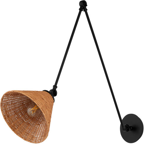 Wicker 1 Light 10 inch Matte Black Wall Mount Wall Light