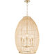 Rattan 5 Light 19 inch Aged Brass Pendant Ceiling Light