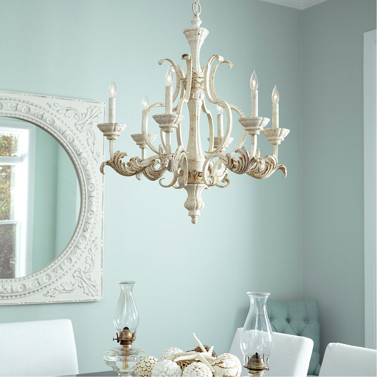 Quorum Florence 6037 6 70 Chandelier Light Persian White