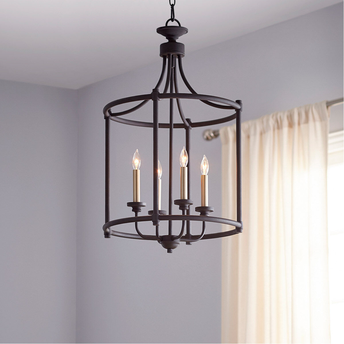 Fort Worth 4 Light 18 inch Noir Mini Chandelier Ceiling Light, Large
