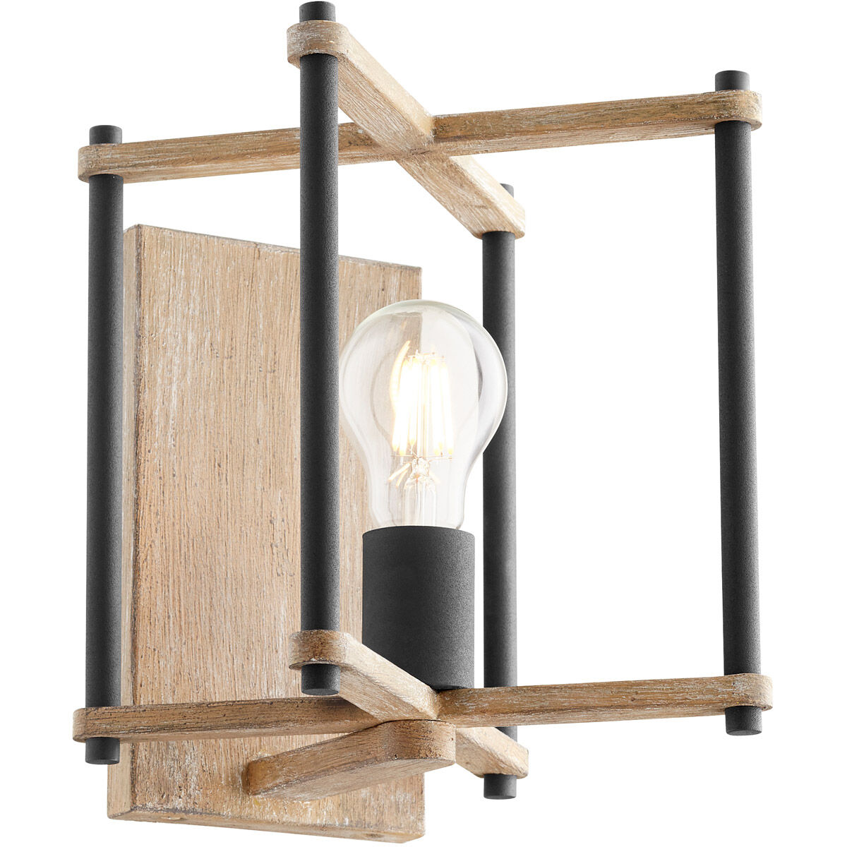 Silva 1 Light 7 inch Noir with Weathered Oak Wall Mount Wall Light