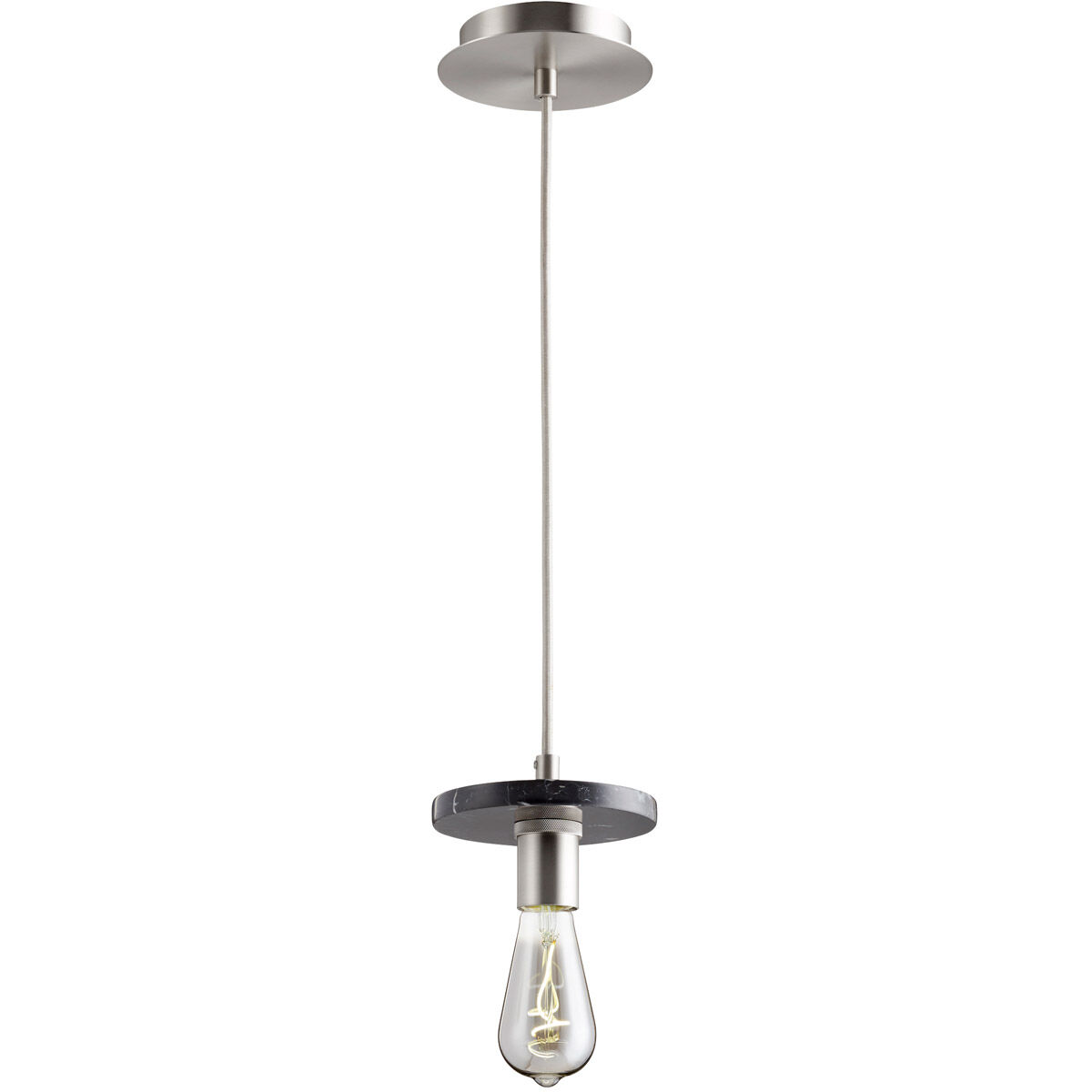 Fort Worth 1 Light 5.88 inch Satin Nickel and Black Marble Mini Pendant Ceiling Light