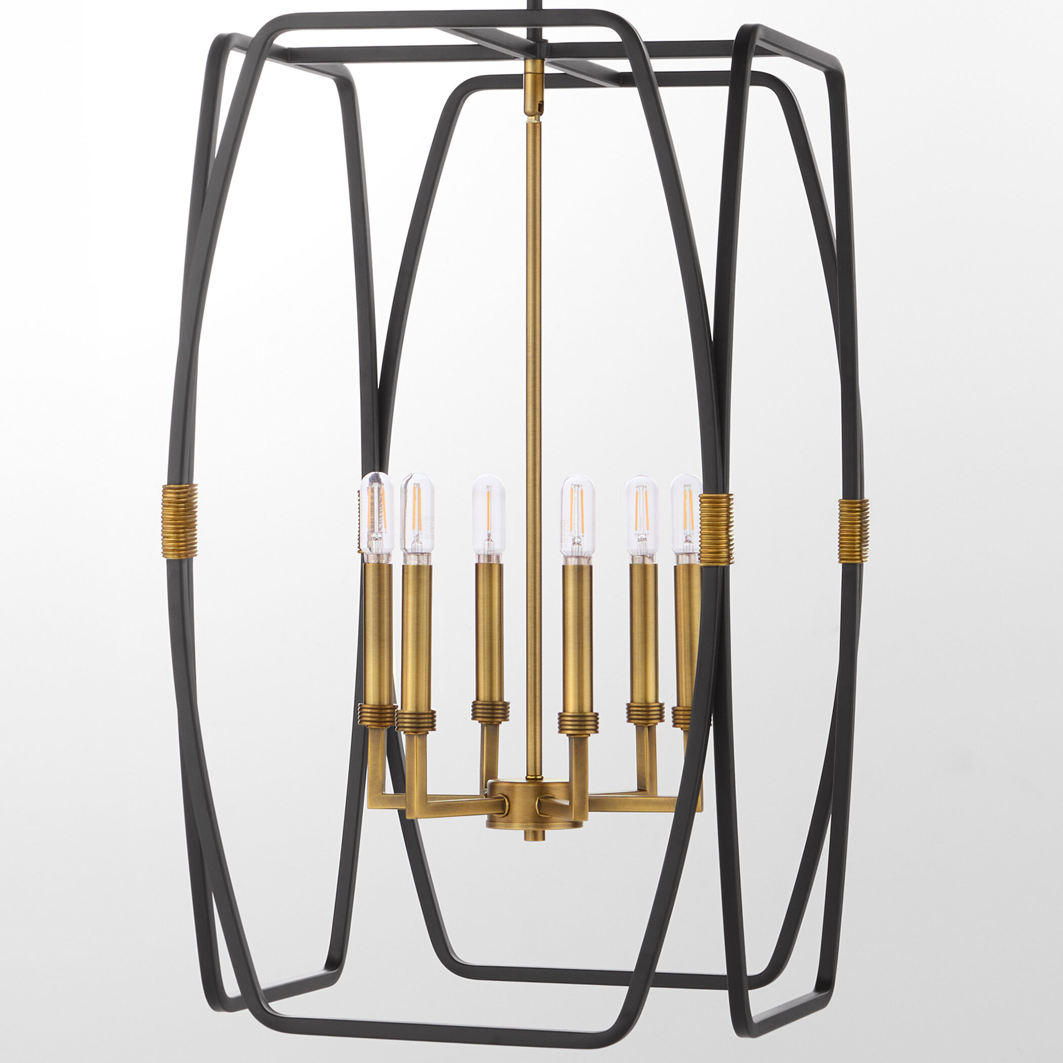 Bishop 6 Light 17.25 inch Matte Black and Brushed Brass Pendant Ceiling Light