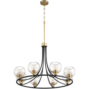 Clarion 8 Light 33 inch Noir and Satin Nickel Chandelier Ceiling Light