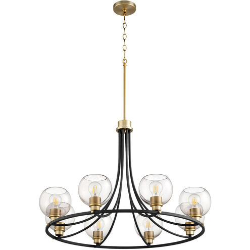 Clarion 8 Light 33 inch Noir and Satin Nickel Chandelier Ceiling Light