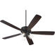 Ovation 52 inch Matte Black with Matte Black/Walnut Blades Ceiling Fan in 3 Light Clear Seeded Glass Shades