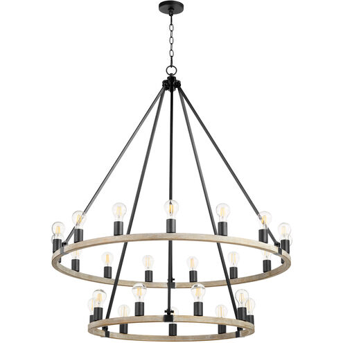 Paxton 24 Light 42 inch Noir and Weathered Oak Chandelier Ceiling Light