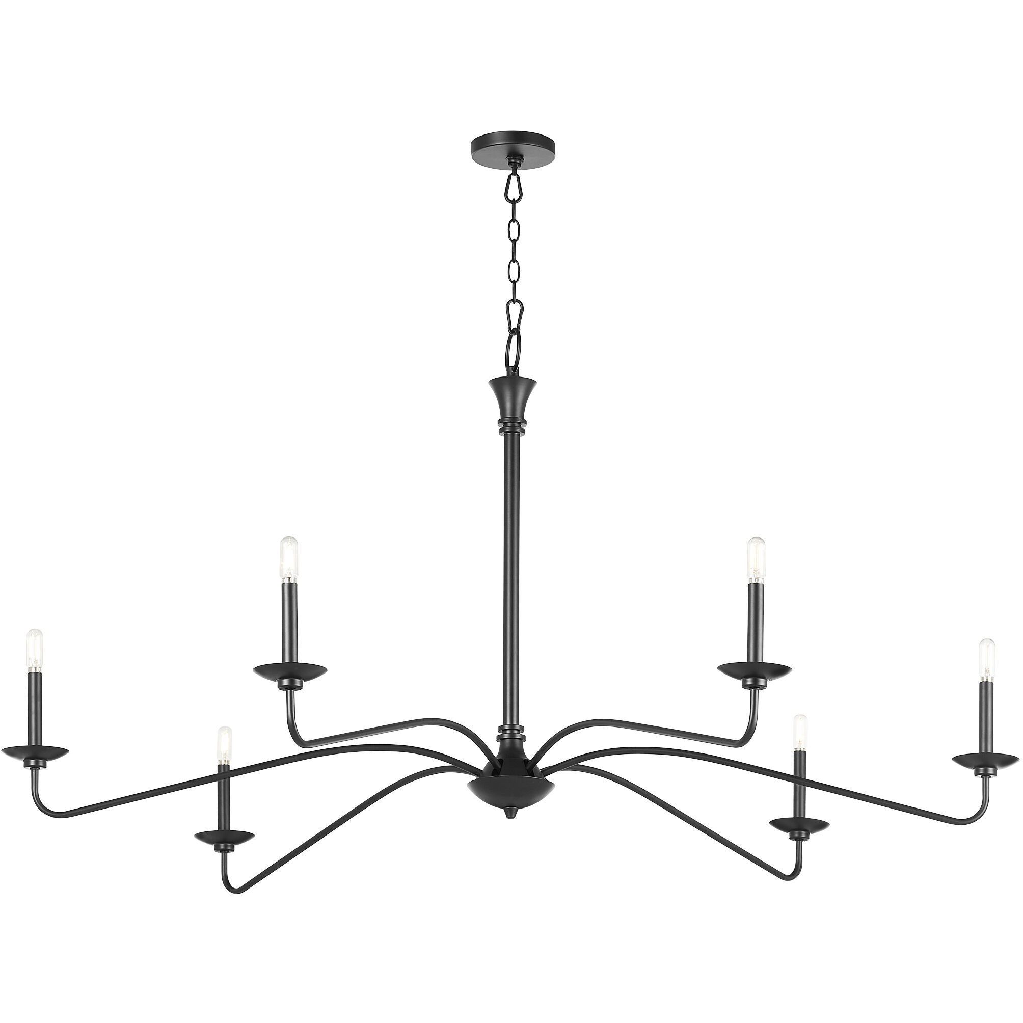 Euphora 6 Light 62 inch Matte Black Chandelier Ceiling Light
