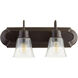 Fort Worth 2 Light 18 inch Oiled Bronze Vanity Light Wall Light, Quorum Home
