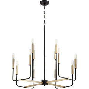 Lacy 12 Light 3 inch Noir and Aged Brass Chandelier Ceiling Light