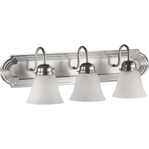 Fort Worth 3 Light 24 inch Satin Nickel Vanity Light Wall Light in Faux Alabaster