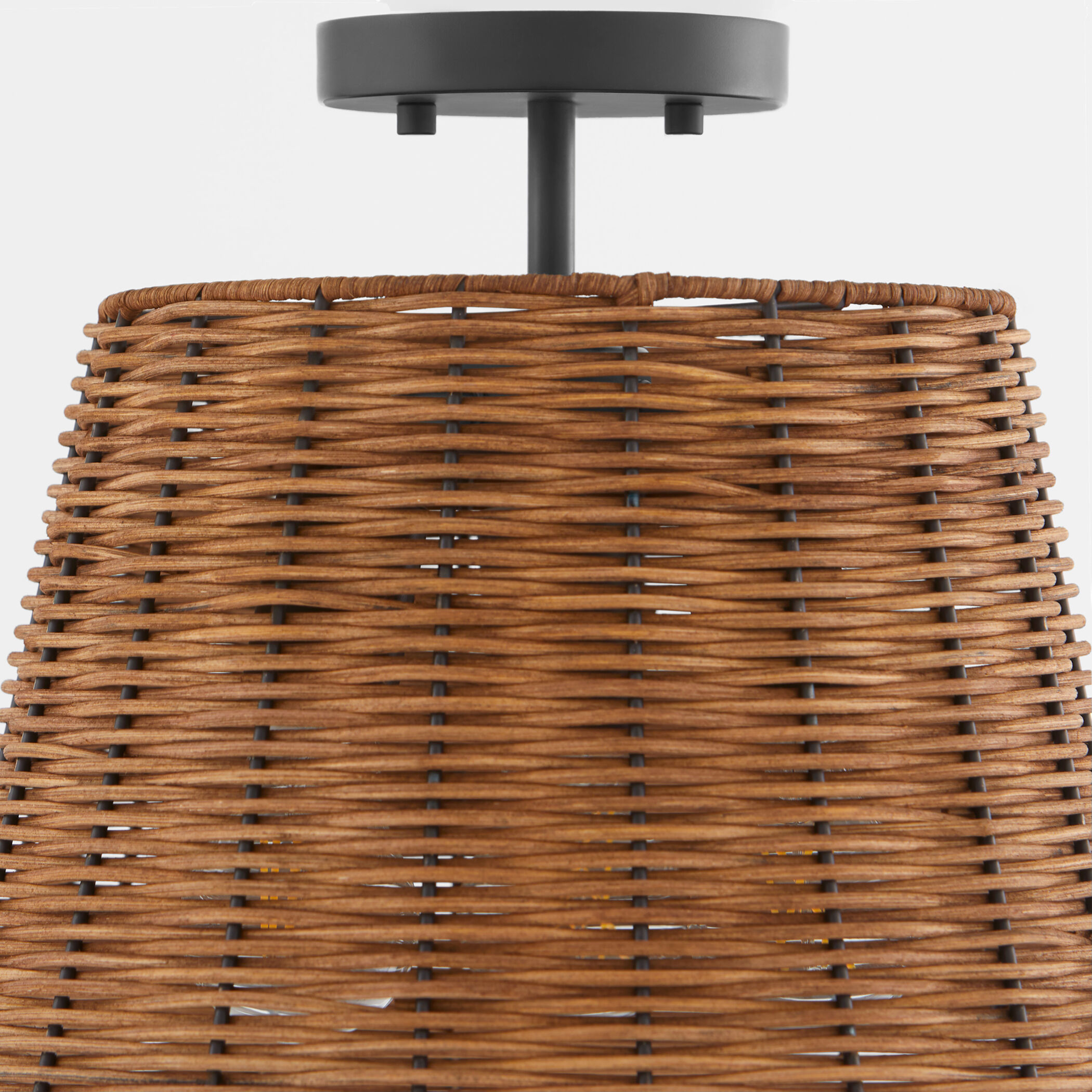 Wicker 3 Light 13 inch Matte Black Semi-Flush Mount Ceiling Light