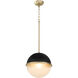 Fort Worth 1 Light 12.75 inch Textured Black with Aged Brass Pendant Ceiling Light