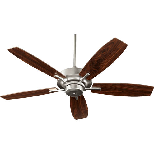 Soho 52 inch Satin Nickel Ceiling Fan in Satin Nickel and Walnut