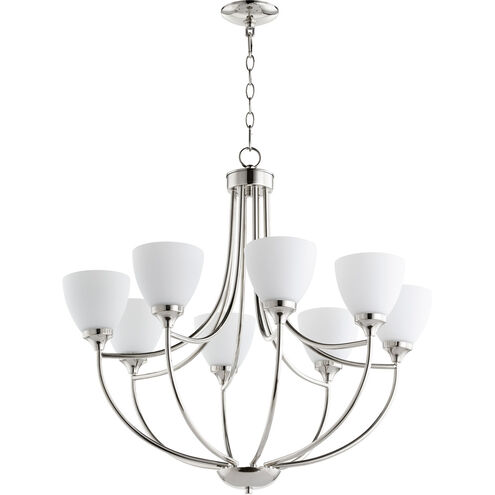 Enclave 8 Light 30 inch Polished Nickel Chandelier Ceiling Light in Satin Opal