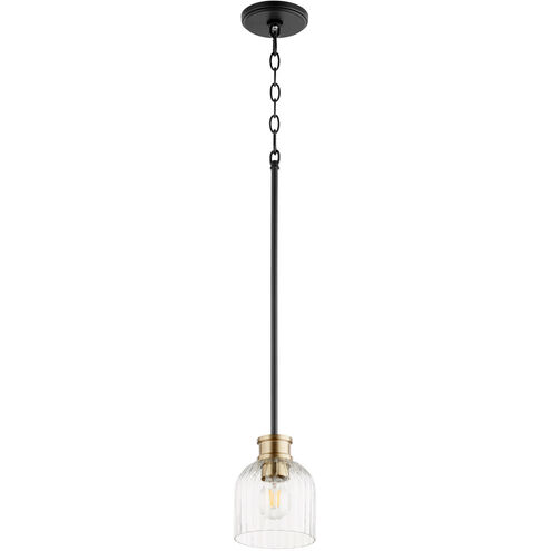 Monarch 1 Light 6 inch Noir and Aged Brass Pendant Ceiling Light