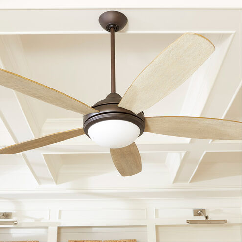 Colton 52 inch Oiled Bronze with Reversible Walnut and Weathered Oak Blades Indoor Ceiling Fan in Walnut / Weathered Oak, Satin Opal