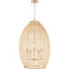 Rattan 5 Light 19 inch Aged Brass Pendant Ceiling Light