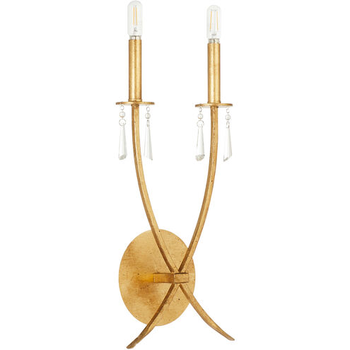 Majesty 2 Light 9 inch Gold Leaf Wall Sconce Wall Light