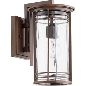 Larson 1 Light 14 inch Oiled Bronze Outdoor Wall Lantern in Clear Hammered Glass, Clear Hammered Glass