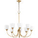 Celeste 8 Light 32 inch Aged Brass Chandelier Ceiling Light, Satin Opal