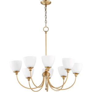 Celeste 8 Light 32 inch Aged Brass Chandelier Ceiling Light, Satin Opal