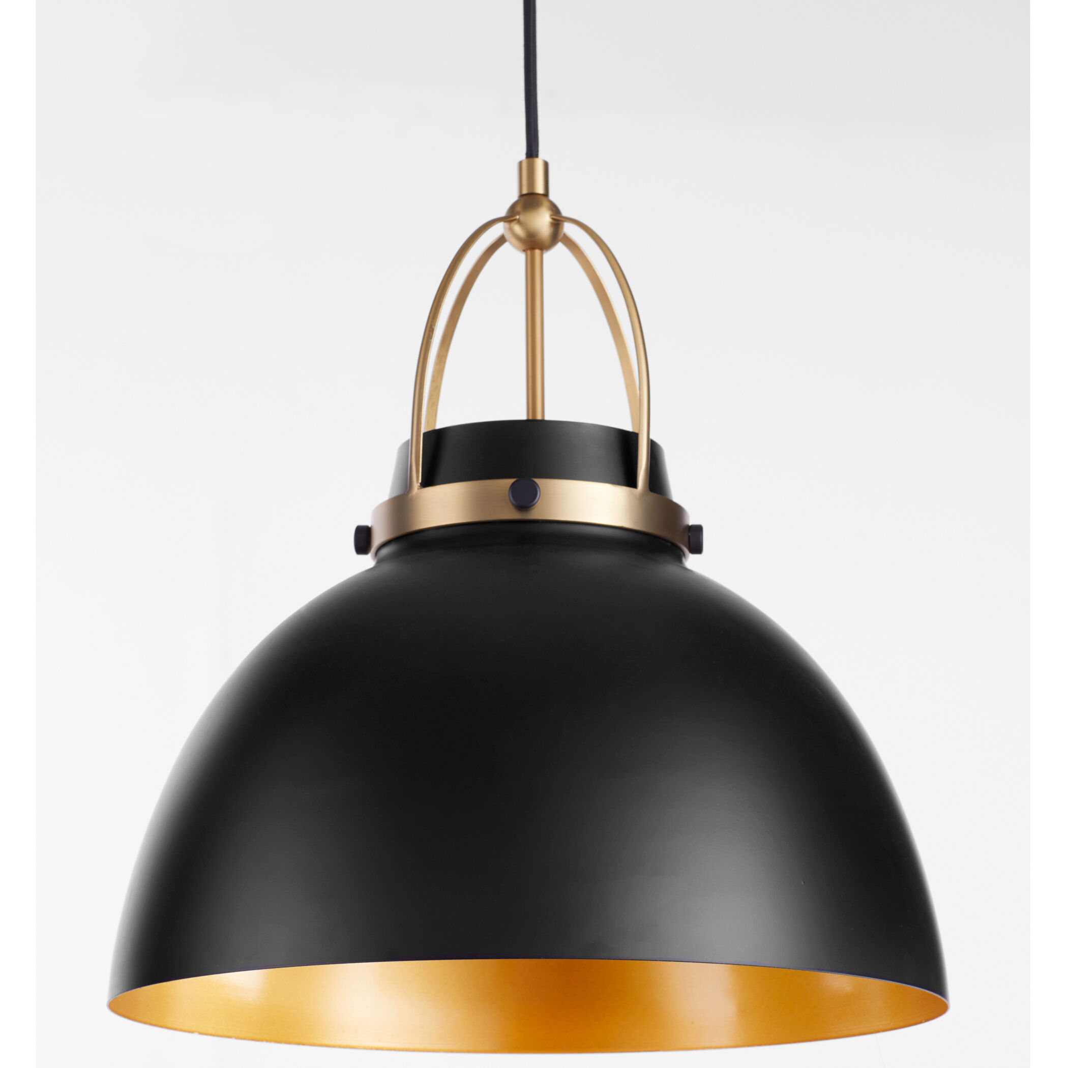 Fort Worth 1 Light 15 inch Matte Black and Aged Brass Pendant Ceiling Light
