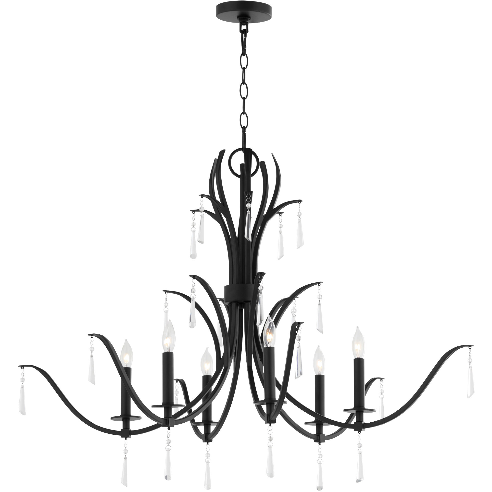 Majesty 6 Light 22.5 inch Matte Black Chandelier Ceiling Light
