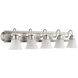 Fort Worth 5 Light 36 inch Satin Nickel Vanity Light Wall Light in Faux Alabaster