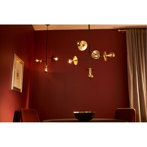Voyager 5 Light 24 inch Noir with Aged Brass Pendant Ceiling Light