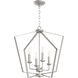 Fort Worth 4 Light 23 inch Satin Nickel Mini Chandelier Ceiling Light, Quorum Home