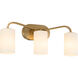 Rutherford 3 Light 22.75 inch Brushed Brass Vanity Light Wall Light