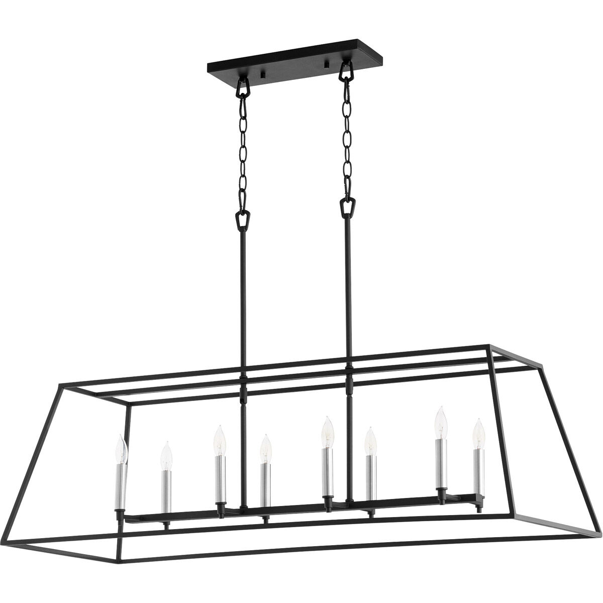 Gabriel 8 Light 45 inch Noir Linear Pendant Ceiling Light, Quorum Home