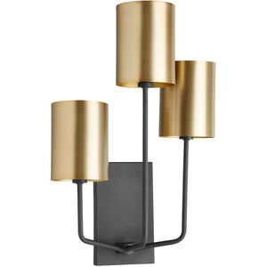 Harmony 3 Light 13 inch Noir and Aged Brass Wall Mount Wall Light