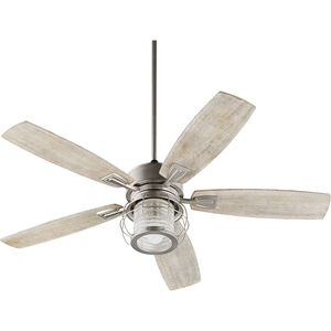 Galveston 52 inch Satin Nickel with Weathered Oak Blades Indoor Ceiling Fan