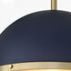 Fort Worth 1 Light 14.75 inch Blue with Aged Brass Pendant Ceiling Light