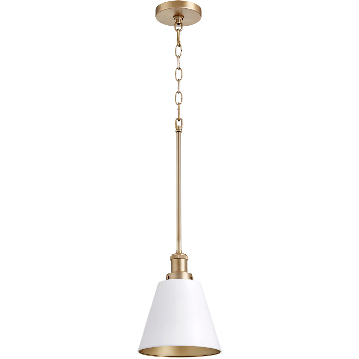 Fort Worth 1 Light 8 inch Studio White and Aged Brass Mini Pendant Ceiling Light