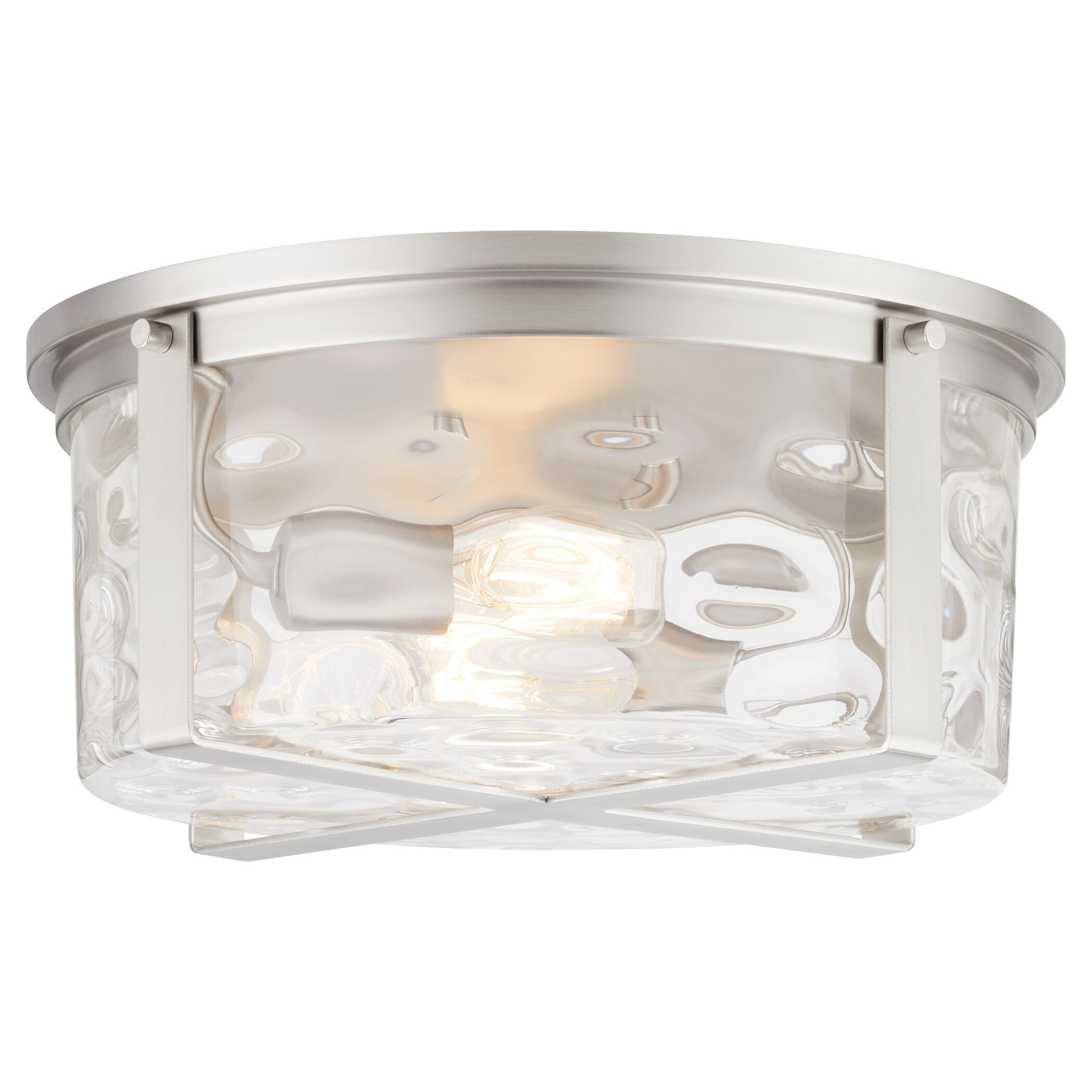 Steinway 2 Light 14 inch Satin Nickel Flush Mount Ceiling Light