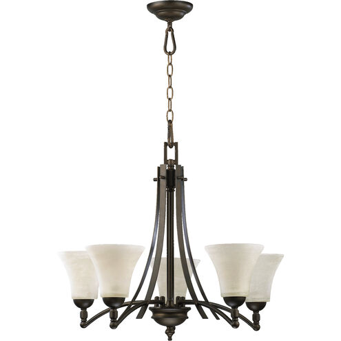 Aspen 5 Light 27 inch Oiled Bronze Chandelier Ceiling Light in Linen